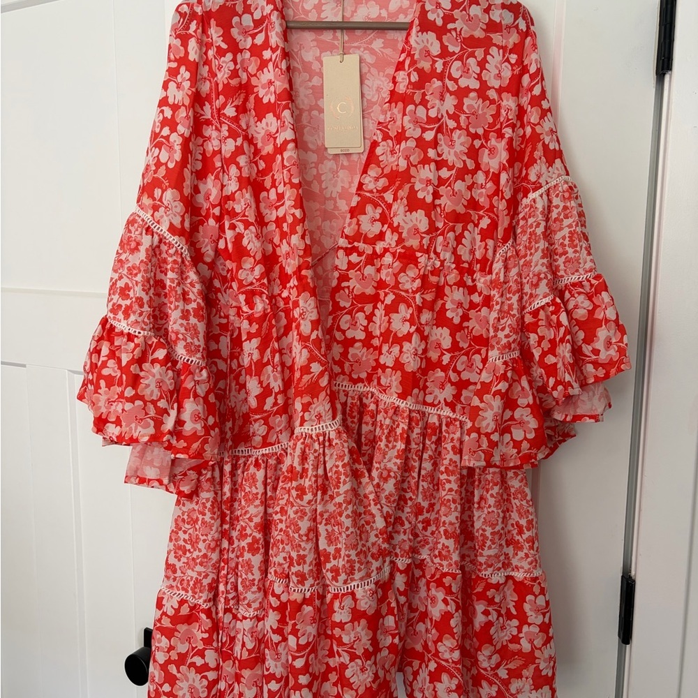 NWT Cosita Linda Floral Bell Sleeve Kimono Cover Up Medium Resortwear - Picture 5 of 8